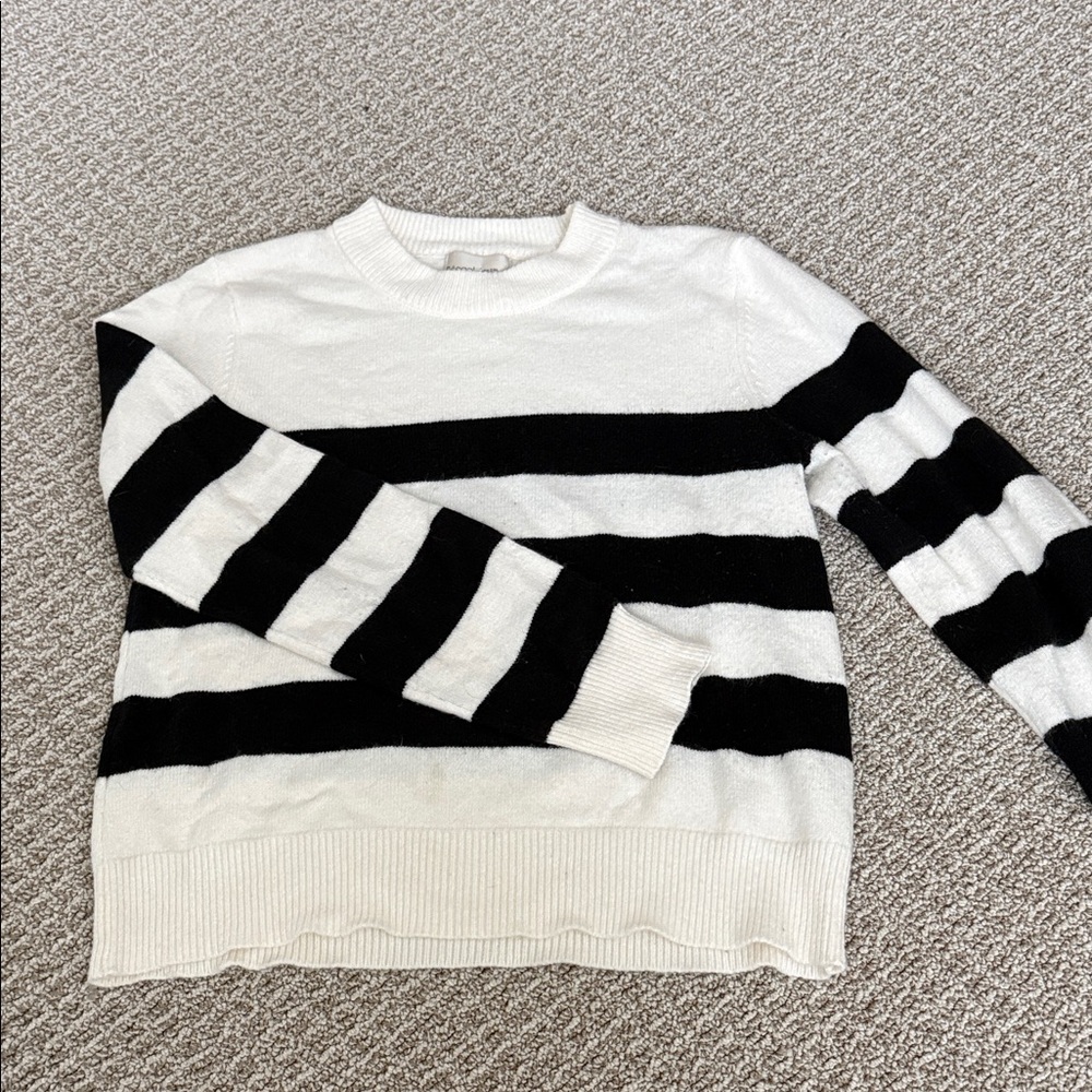 Elegant Black and White Striped Sweater